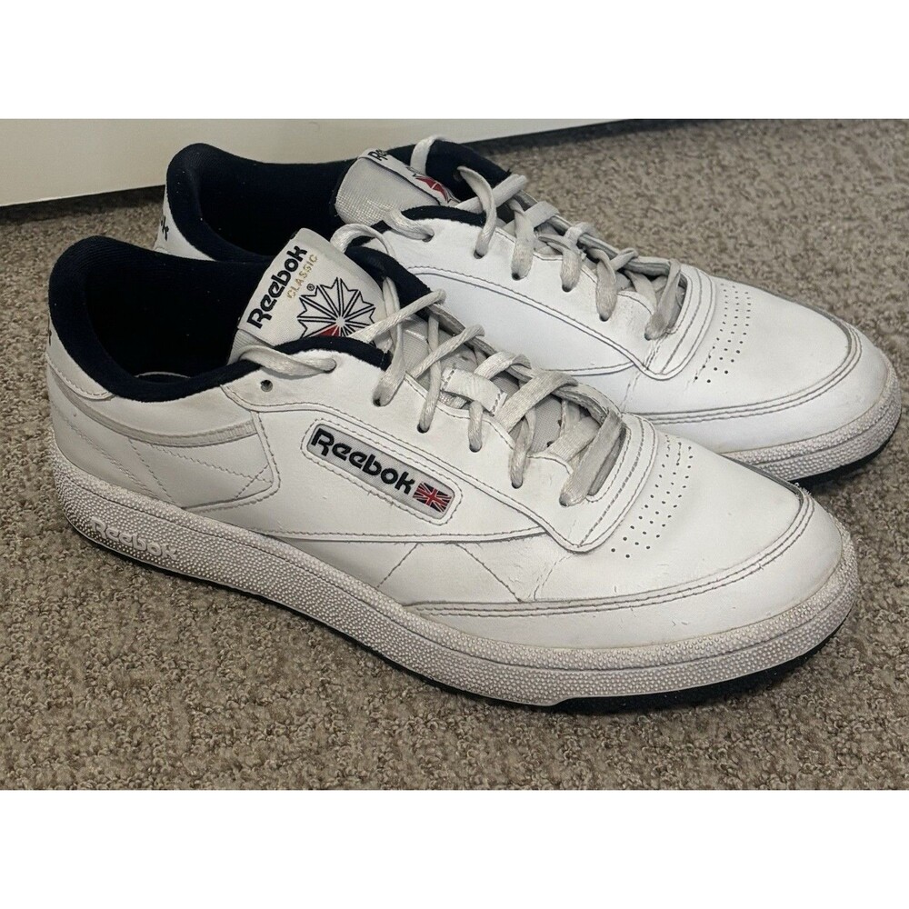 Reebok Men’s Club C 85 Classic Leather Sneakers White / Navy Size 10